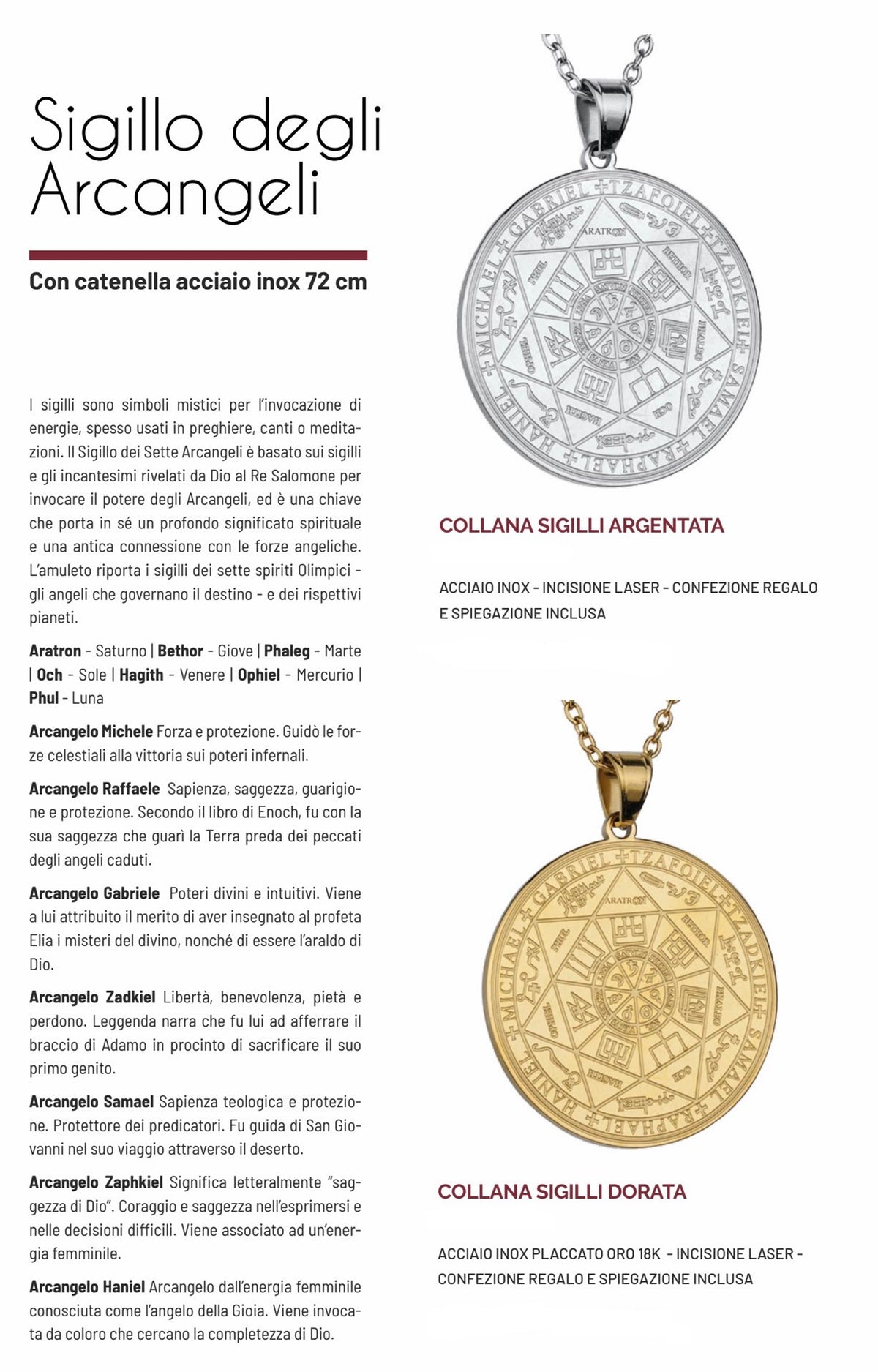 COLLANA SIGILLO DEGLI ARCANGELI